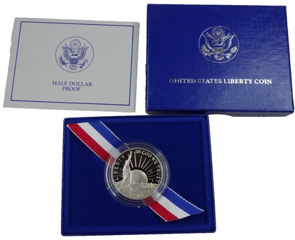 ⭐️  1986-S Statue of Liberty Proof Half Dollar US Mint Coin 50c OGP Box & COA