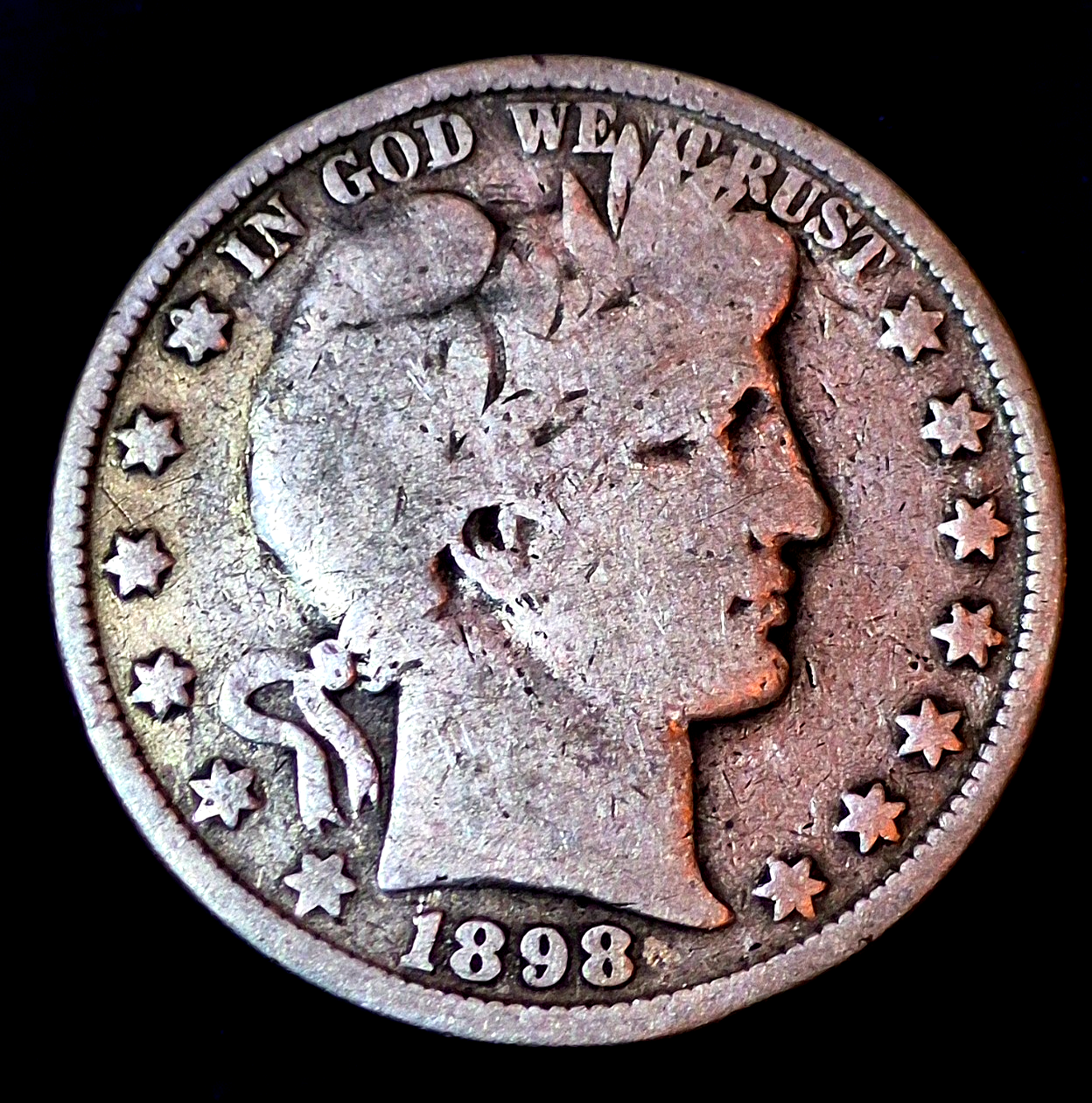 1898 Barber Silver Half Dollar 90% Silver Strong Classic VG Features US Coin 50C