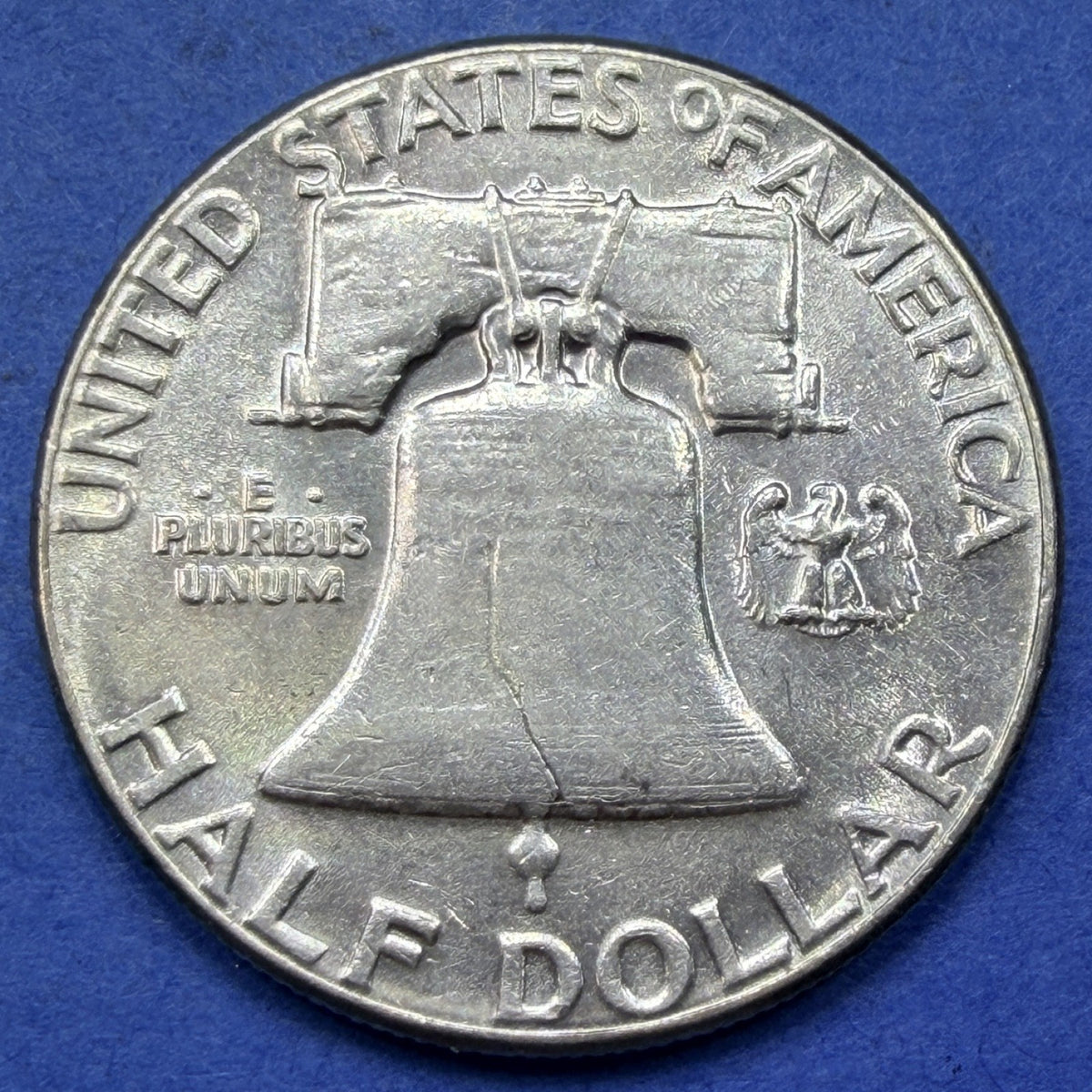 1960 Franklin Half Dollar 50C AU About Uncirculated 90% Silver Iridescent Toned