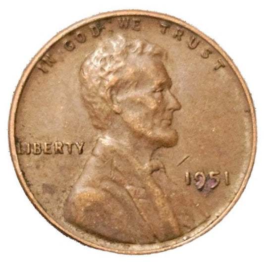 1951 Lincoln Cent Good - Very Good  (G-VG) Circulated Condition Copper Penny