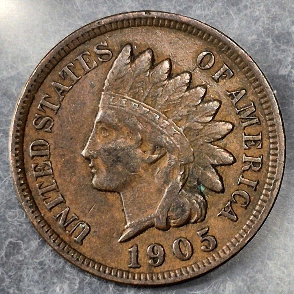 1905 Indian Head Cent Penny 1C VF-XF Features Diamonds Bronze Brown