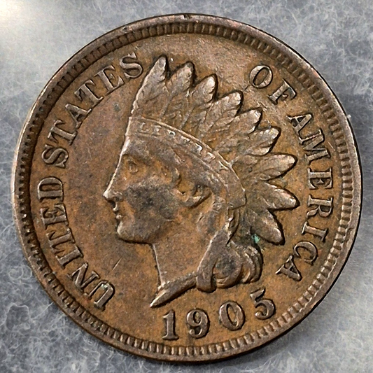 1905 Indian Head Cent Penny 1C VF-XF Features Diamonds Bronze Brown