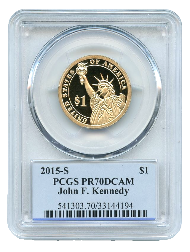 ✅ 2015 S John F. Kennedy Presidential Dollar PCGS PR70DCAM Photo Label KEY DATE!