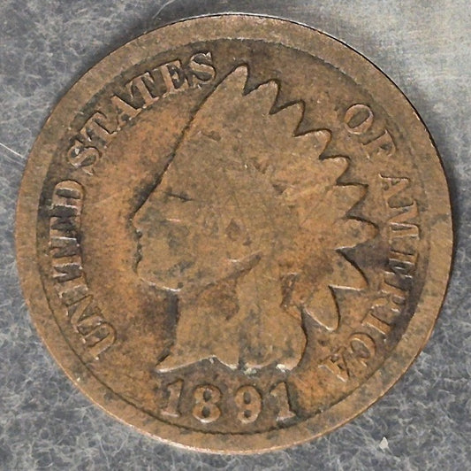 1891 Indian Head Cent Penny 1C VG Very Good Bronze Antique 19th Century US Coin