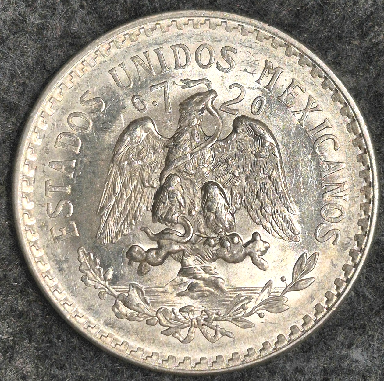 1944 Mexico Silver Un Peso Plata Coin Cap & Rays Crisp AU/BU Great Luster Video