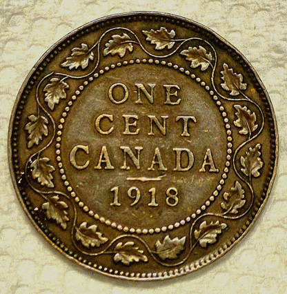 1918 Canada George V 1 Cent BU Features WWI Era Coin 1C