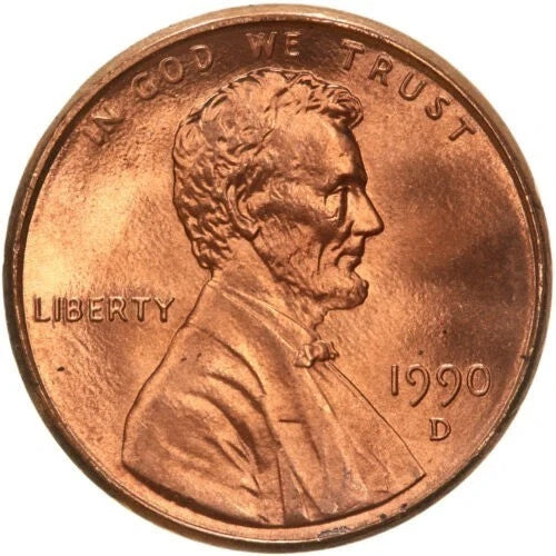 ✅ 1990 D Lincoln Memorial Cent Choice GEM BU RED Brilliant Uncirculated 1c Coin