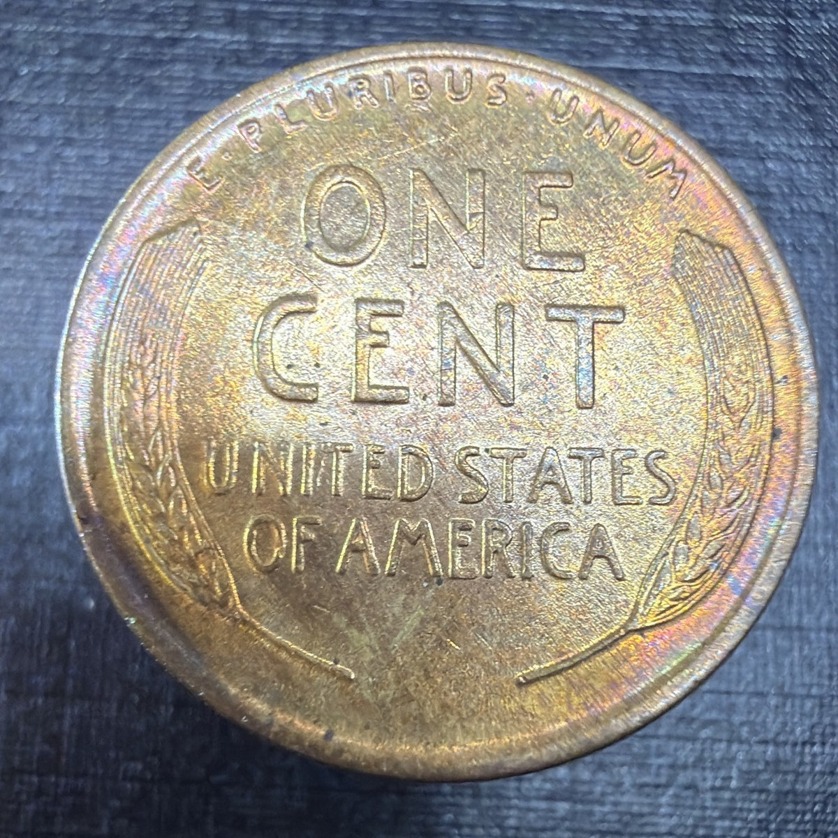1927 Lincoln Wheat Cent Penny BU Rainbow Toned Uncirculated Philadelphia US Coin