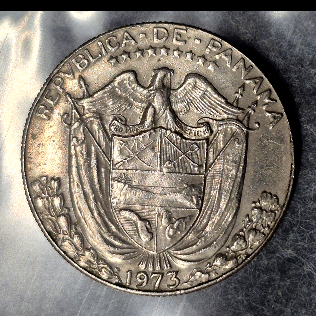 1973 Panama Medio Balboa 1/2 Balboa Vasco Nunez de Balboa 1st Year Clad KM12b XF