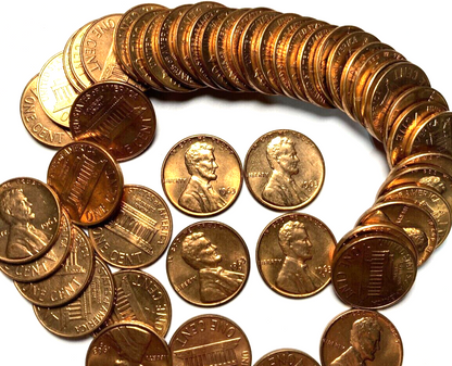 ✅ 1963 D BU Lincoln Memorial UNCIRCULATED Shiny Red From OBW Mint Roll Coins NOS