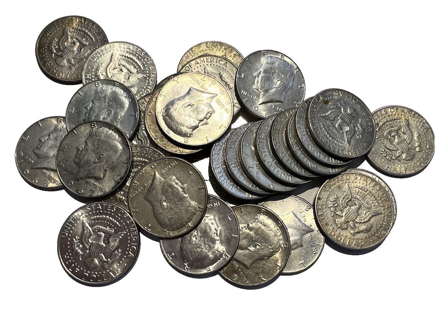 $1 Face Value - 40% Silver 1965-1970 Kennedy Half Dollars Average Circulated JFK