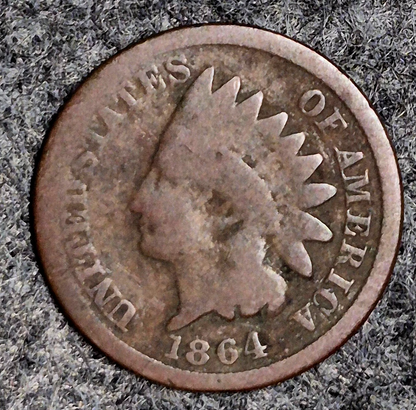 1864 Indian Head Cent Penny AG Features  Type III, Hole Filler, Coin Pictured 1C