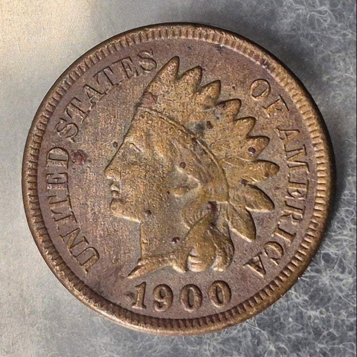 1900 Indian Head Cent Penny 1C F Fine Bronze Philadelphia US Coin