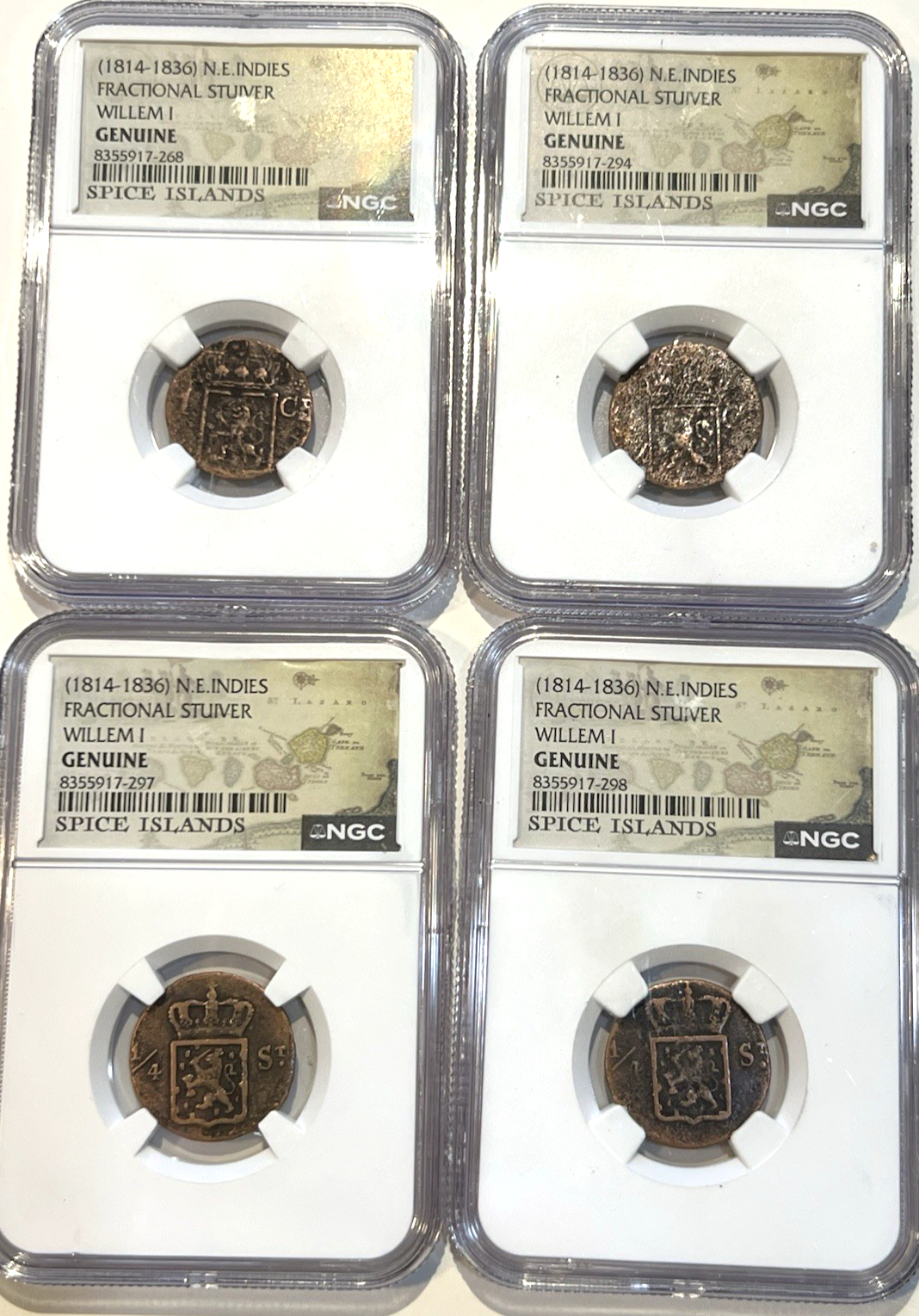{LOF of 4} Willem I Fractional Stuiver Genuine NGC Coins 1814-1836