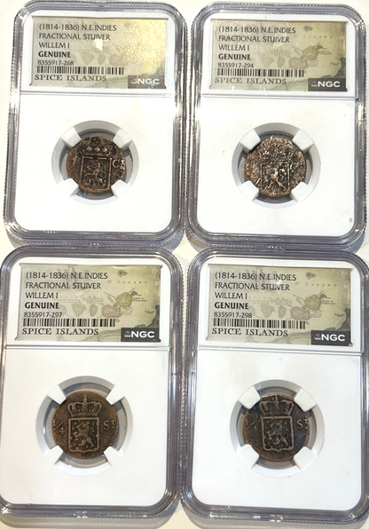 {LOF of 4} Willem I Fractional Stuiver Genuine NGC Coins 1814-1836