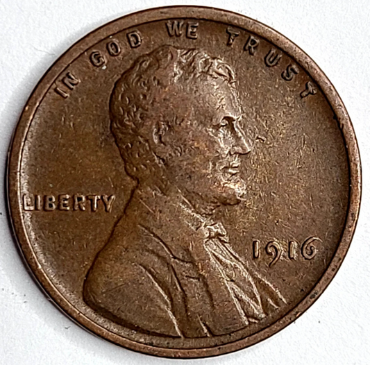 1916 P Lincoln Wheat Cent Good - Very Good (G-VG) Copper Average Circulated 1c