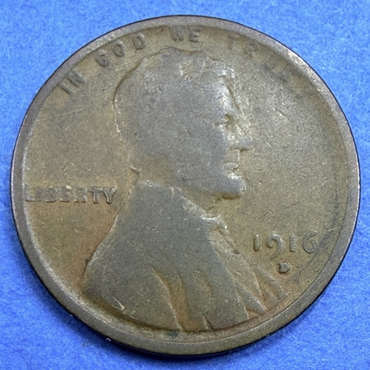 1916-D Lincoln Wheat Cent 1C G Good Denver Mint Early Date Brown Penny US Coin