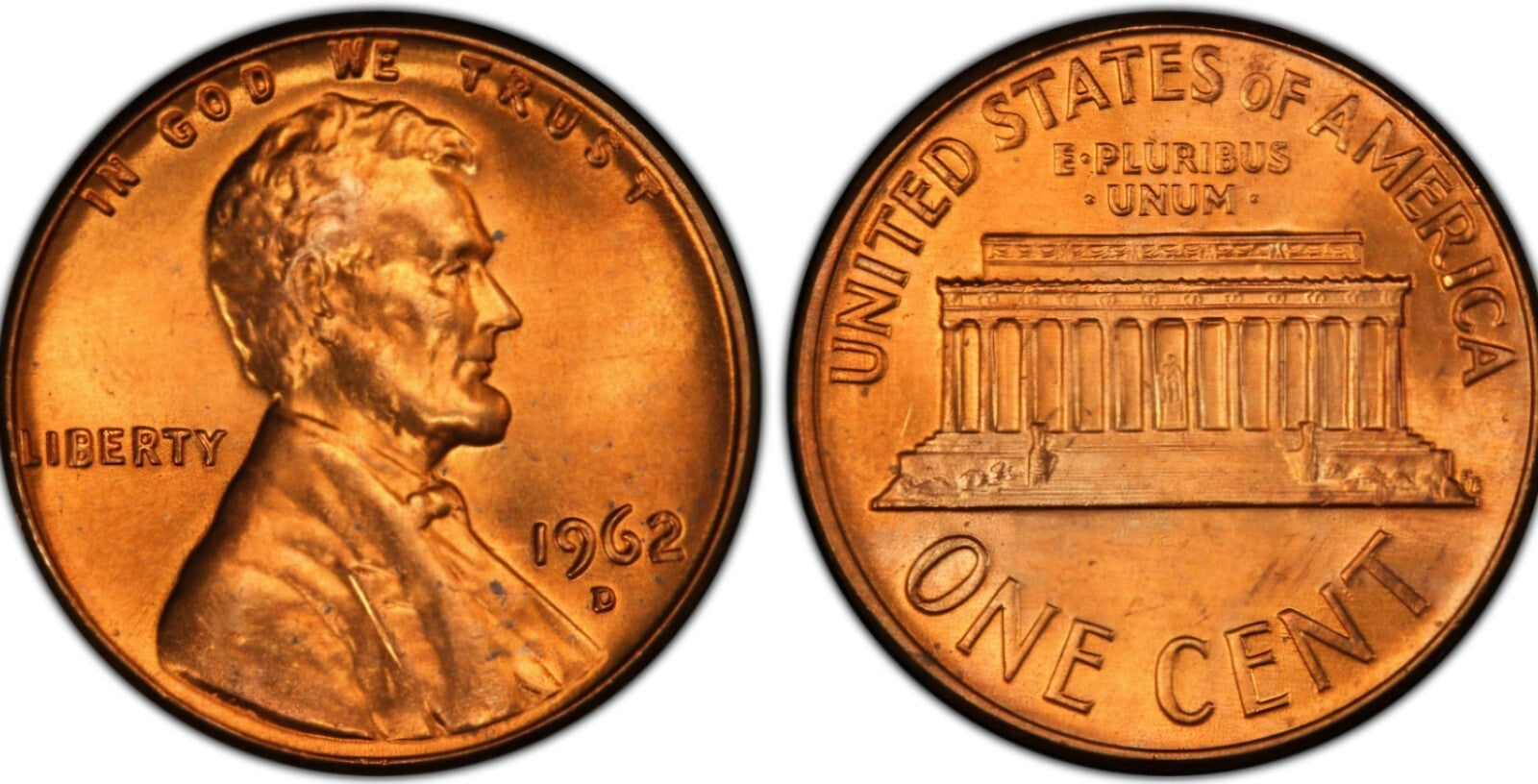 1962 D Lincoln Memorial BU Brilliant Uncirculated 1C From 🔥OBW Bank Roll🔥
