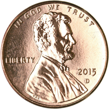 ✅ 2015 D Lincoln Shield Cent BRILLIANT UNCIRCULATED RED Penny US Mint 1c Coin