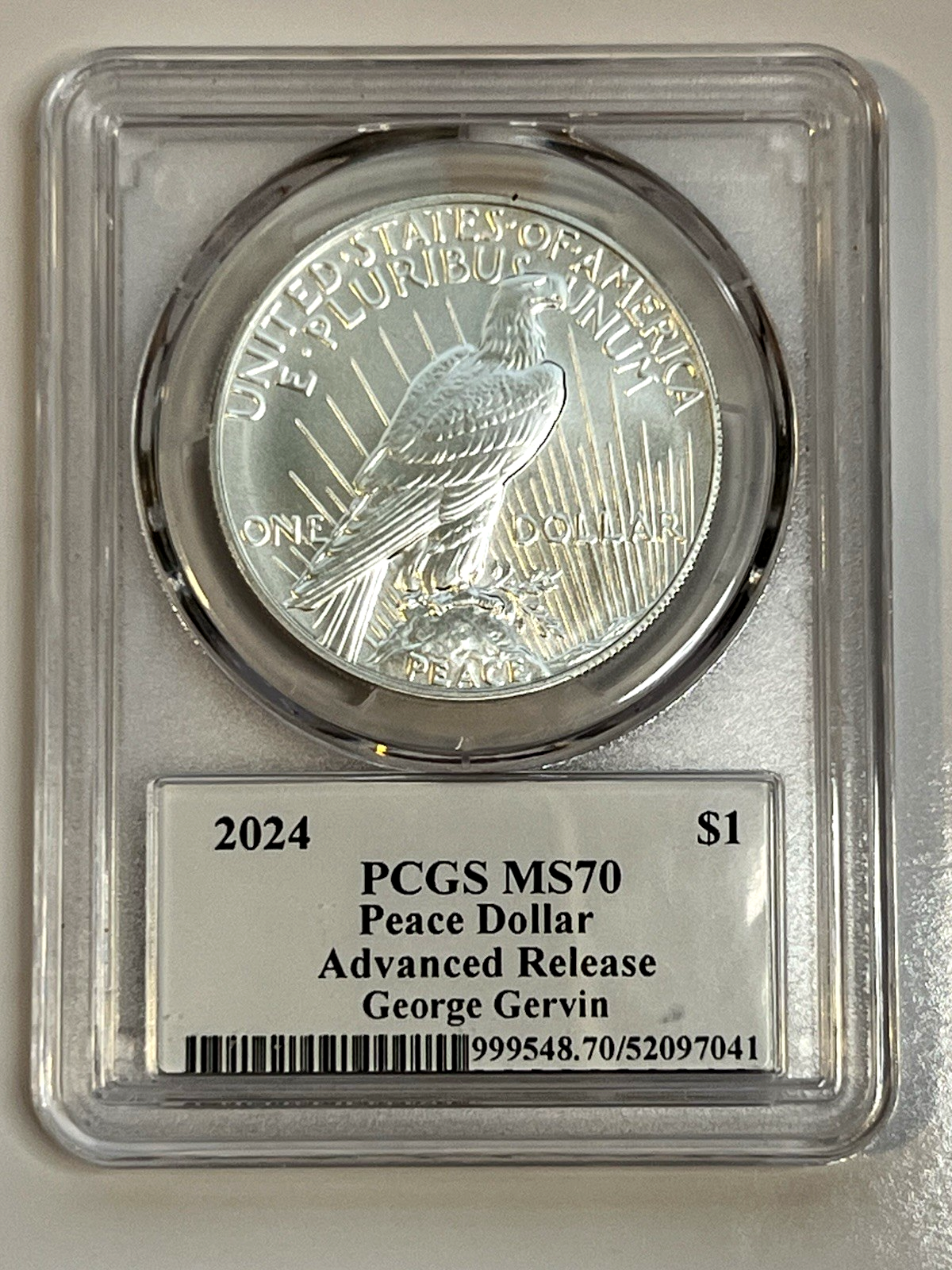 2024 Peace .999 Silver Dollar PCGS MS70 ADVANCED RELEASE George Gervin Pop of 5