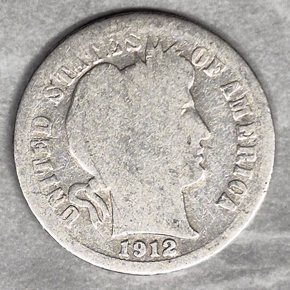 1912 Barber Dime Good 90% Silver 10c Philadelphia Liberty Head Type Coin
