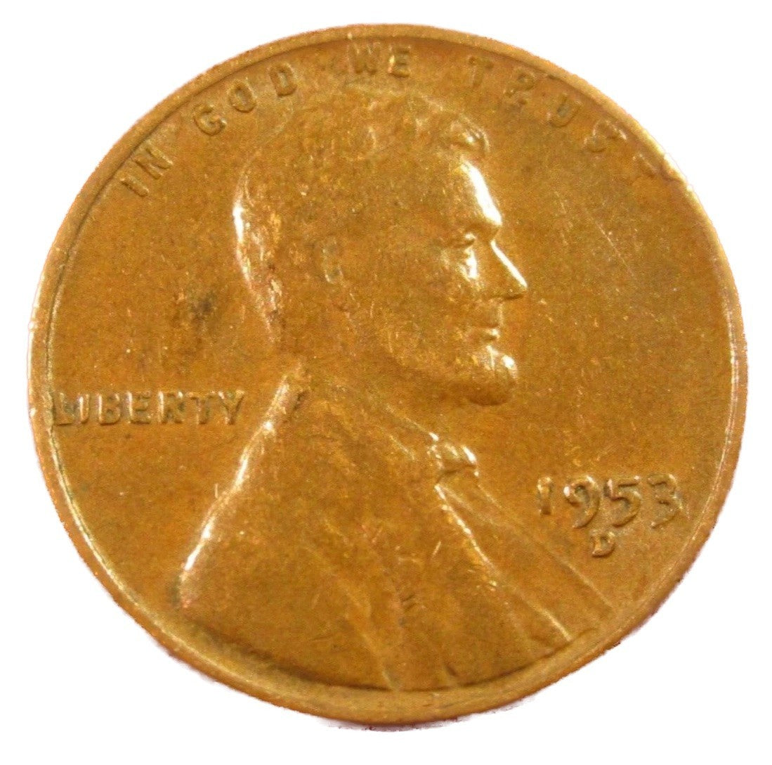 1953 D Lincoln Cent Good - Very Good  (G-VG) Circulated Condition Copper Penny