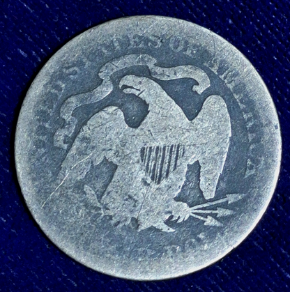 1876 Seated Liberty Quarter 90% Silver U.S. Coin G-VG Features Gun Barrel Toning