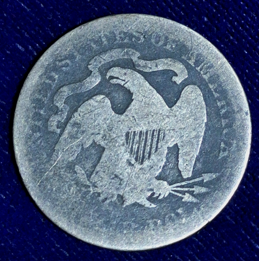 1876 Seated Liberty Quarter 90% Silver U.S. Coin G-VG Features Gun Barrel Toning