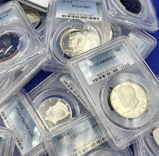 ✅ {Lot of 20} Kennedy Half Dollar PROOF COINS👍  PCGS Graded PR69 DCAM💰