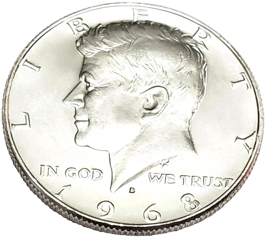 ⭐ 1968-D Kennedy Half Dollar AU About Uncirculated 40% Silver Collectible JFK