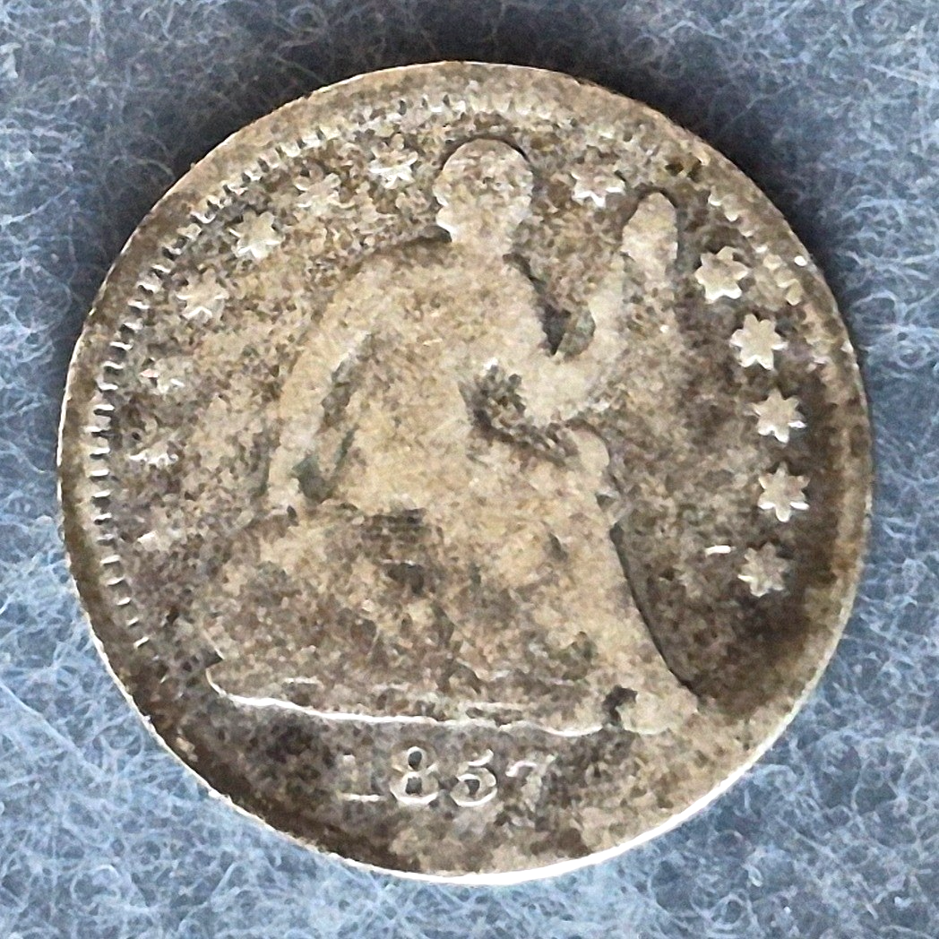 1857 Seated Liberty Half Dime H10C Good 90% Silver Philadelphia Pre-Civil War