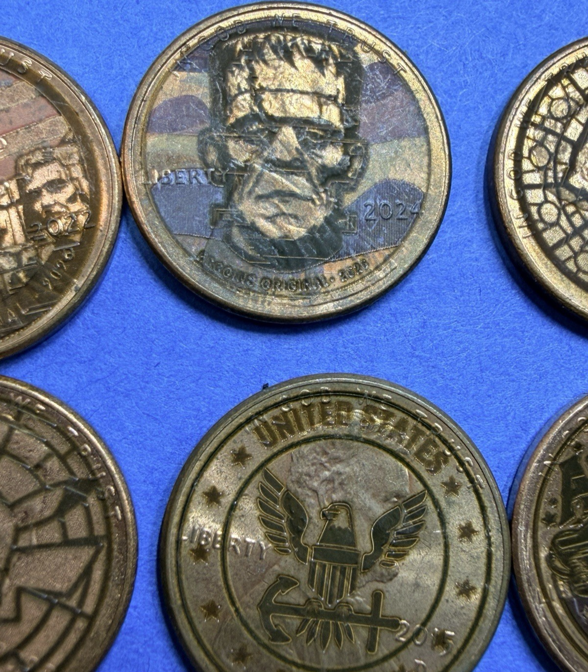 LOT OF 5 🔥 Laser Etched US Lincoln Cents Various Designs Randomly Selected 🔥