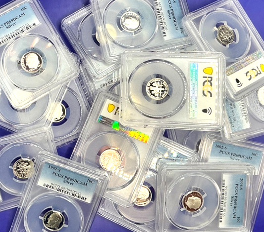 PCGS GRADED 90% SILVER Roosevelt Dimes PR69DCAM + Quantity Bonus Choose How Many
