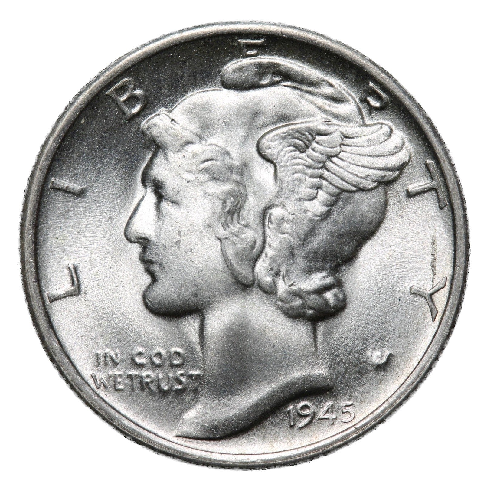 1945 S Mercury Dime BU Brilliant Uncirculated 90% Silver 10c FSB White Coin