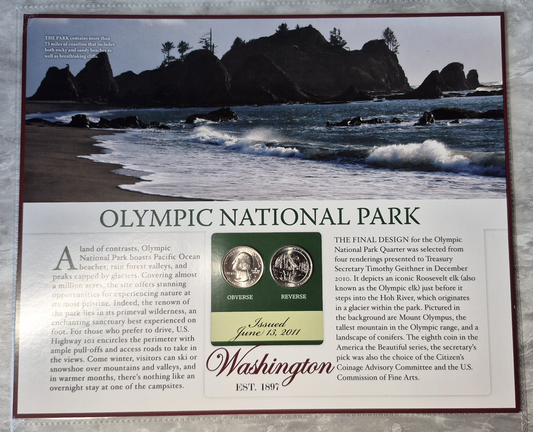 2011 P&D Olympic National Park ATB Quarters Bradford Authenticated Sheet WA
