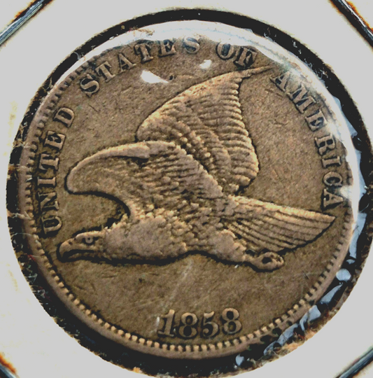 1858 Flying Eagle One Cent VF+ Features Small Letter in Vintage Flip Last Year