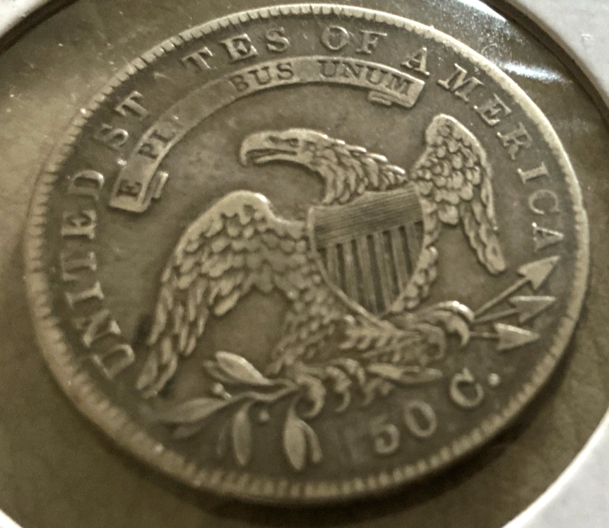 1834 Capped Bust Half Dollar 90% SILVER Lg Date/Letters LETTERED EDGE Marked XF