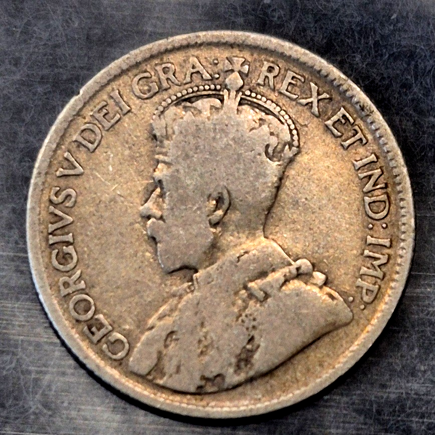 1936 Canada 25 Cents Quarter George V 80% Silver Last Year of Type KM24a Good-VG