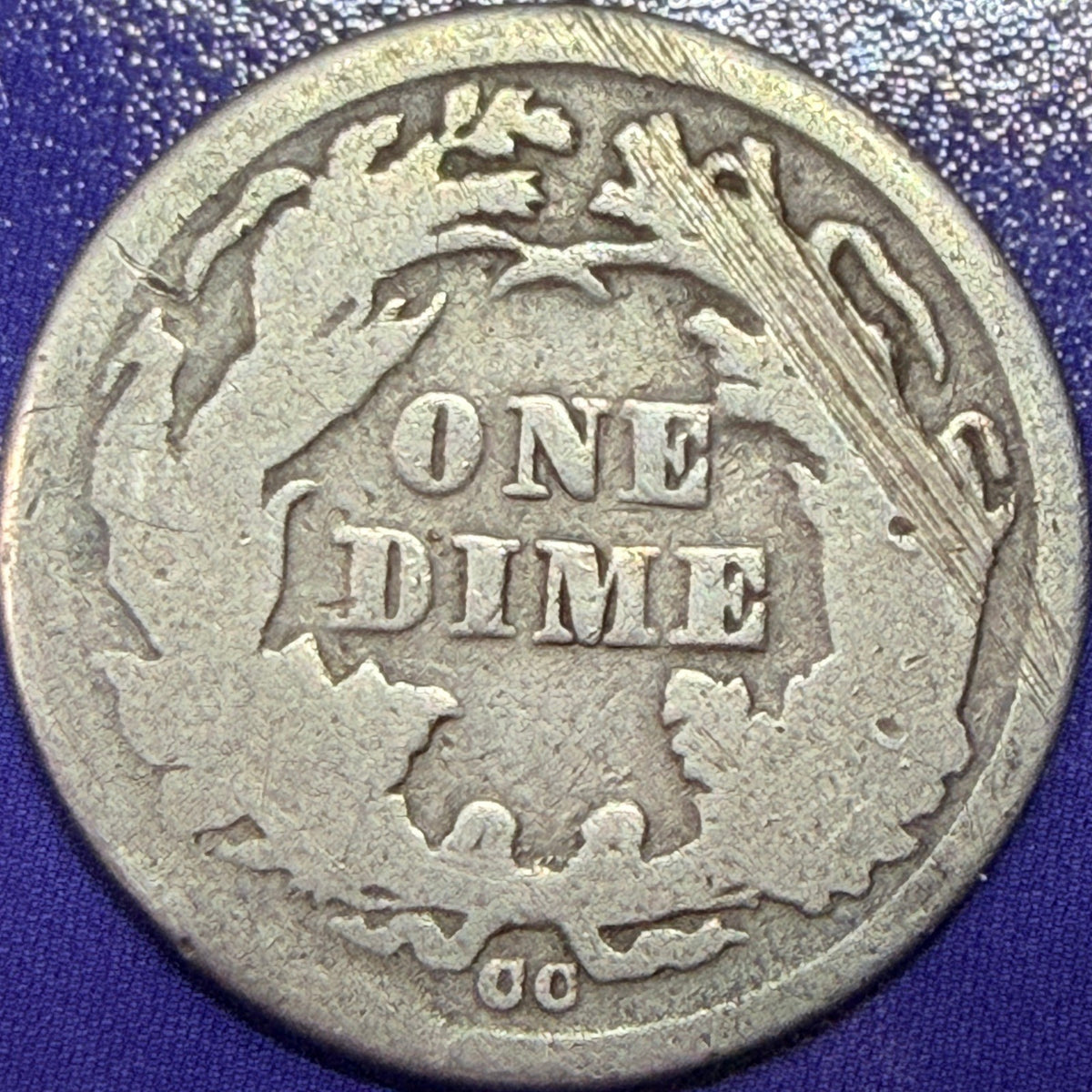 1876-CC Seated Liberty Dime 10c F Fine Carson City Mint 90% Silver