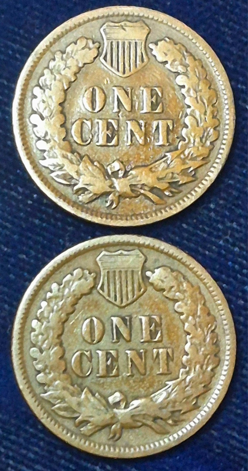 LOT Of Two 1907 Indian Head Pennies Bookend VG-F Features Nice Coins
