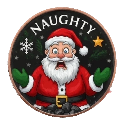 Naughty or Nice  1 oz .999 Colorized Copper Santa Christmas Xmas Gift Round Coin