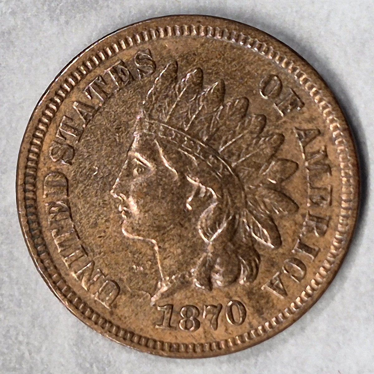 1870 Indian Head Cent Penny 1C AU About Uncirculated Semi Key Low Mintage Bronze