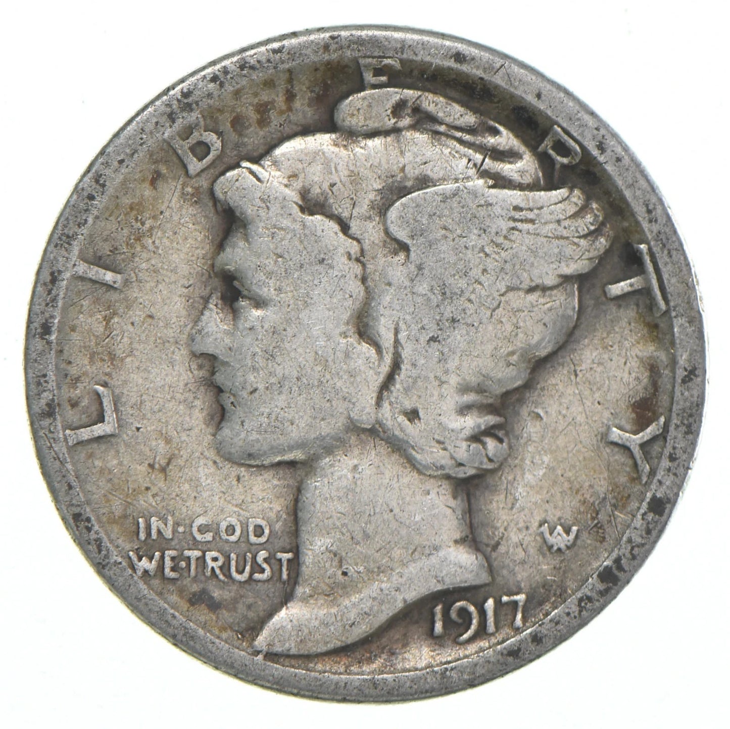 1917-S Mercury 90% Silver Dimes G-VG (Good - Very Good) Average Circulated