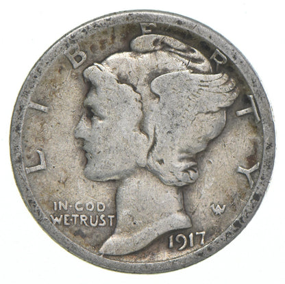 1917-S Mercury 90% Silver Dimes G-VG (Good - Very Good) Average Circulated