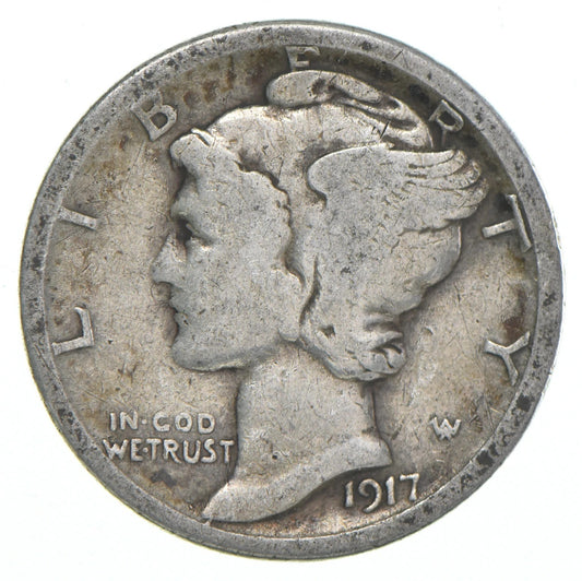 1917-S Mercury 90% Silver Dimes G-VG (Good - Very Good) Average Circulated