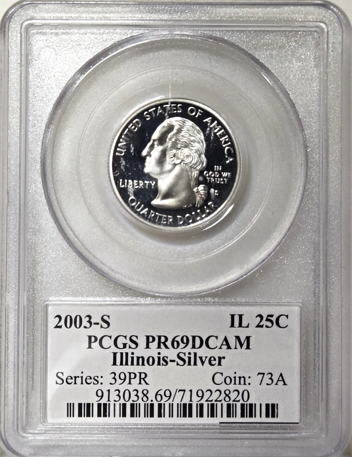 ✅ 2003-S Illinois 90% SILVER Washington Quarter ~ PCGS PR69DCAM State Flag Label