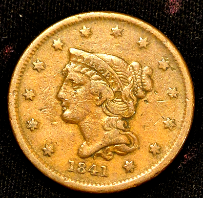 1841 Braided Hair Large Cent N6 R1 GSID 1078 Strong VF Features 1C