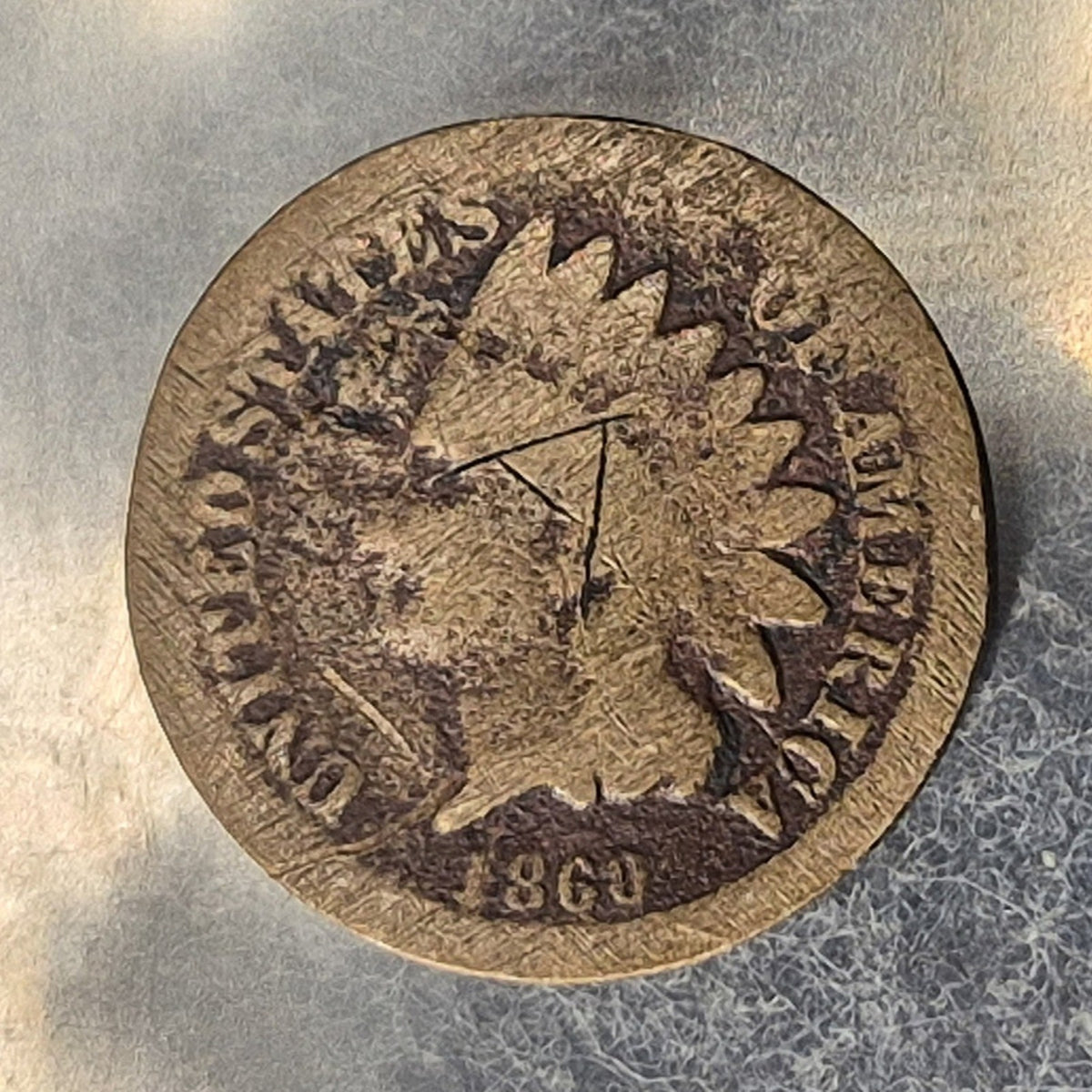 1869 Indian Head Cent Penny 1C Good Semi-Key Date Only 6.42 Million Minted