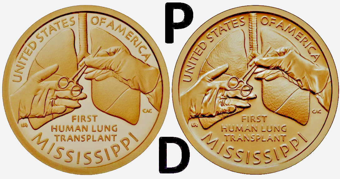 Set of 2 - P & D - 2023 Mississippi American Innovation From Mint Rolls $1 Coins