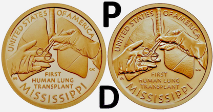 Set of 2 - P & D - 2023 Mississippi American Innovation From Mint Rolls $1 Coins